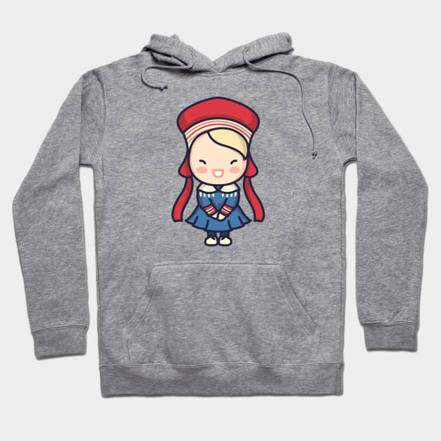 Cute Norwegian Girl in Traditional Clothing Hoodie by SLAG_Creative